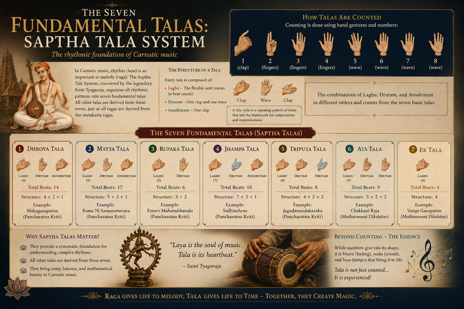 The Seven Fundamental Talas: Saptha Tala System