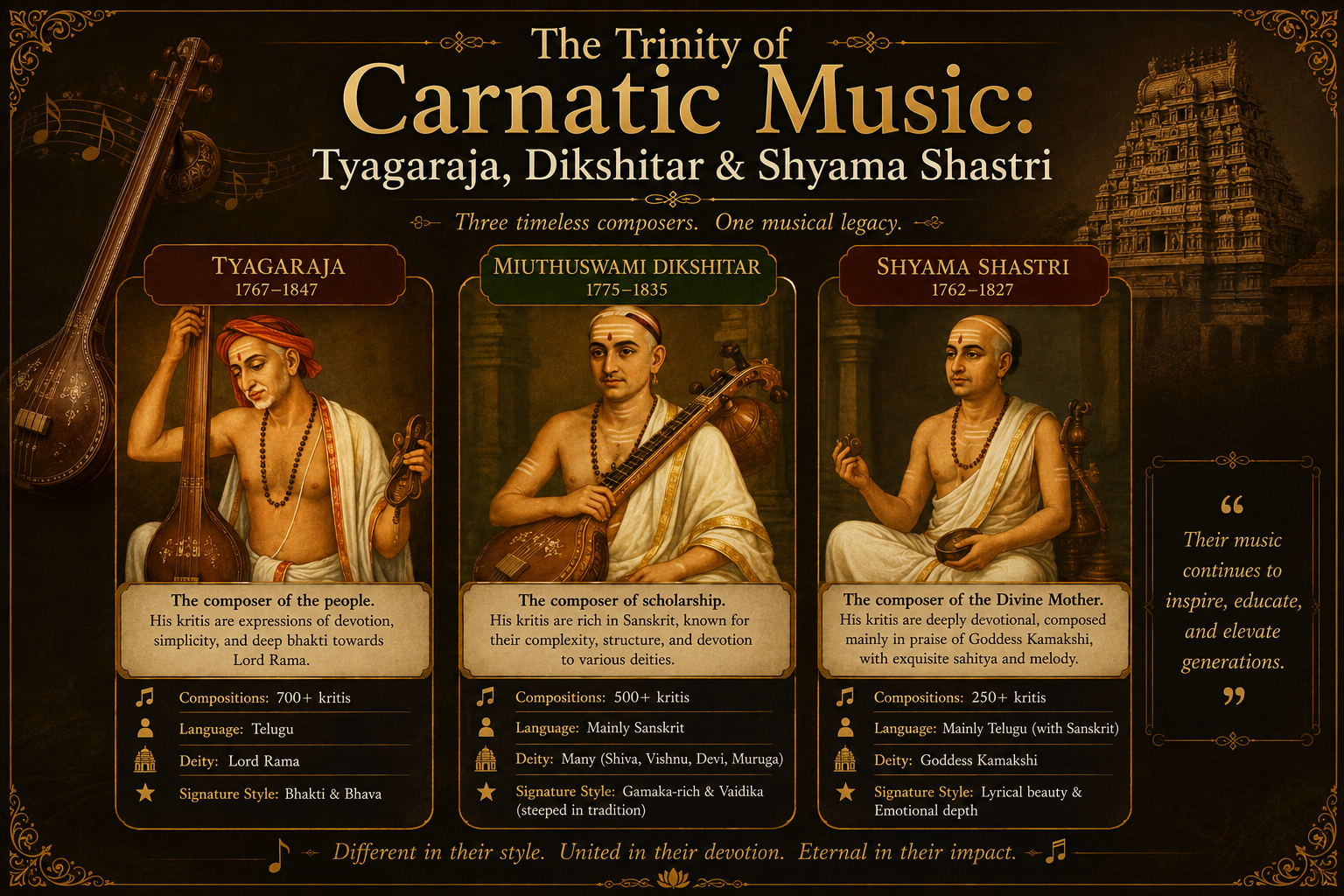 The Trinity of Carnatic Music: Tyagaraja, Dikshitar & Shyama Shastri